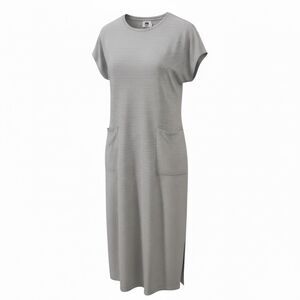 Lunya Cotton Midi Dress Cap Sleeve Striped Boxy Size Large XL White Black